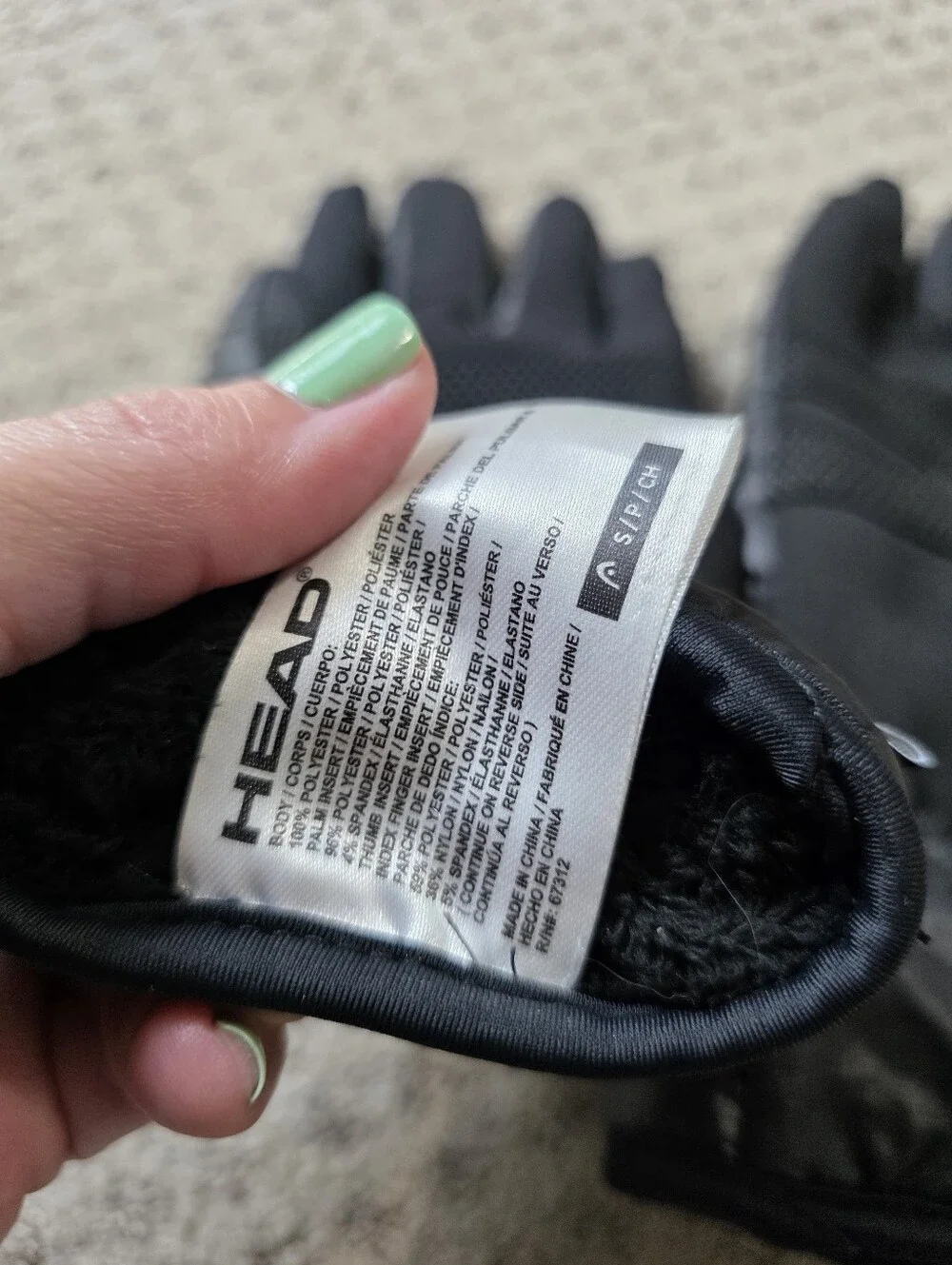 Head Black Quilted Gloves